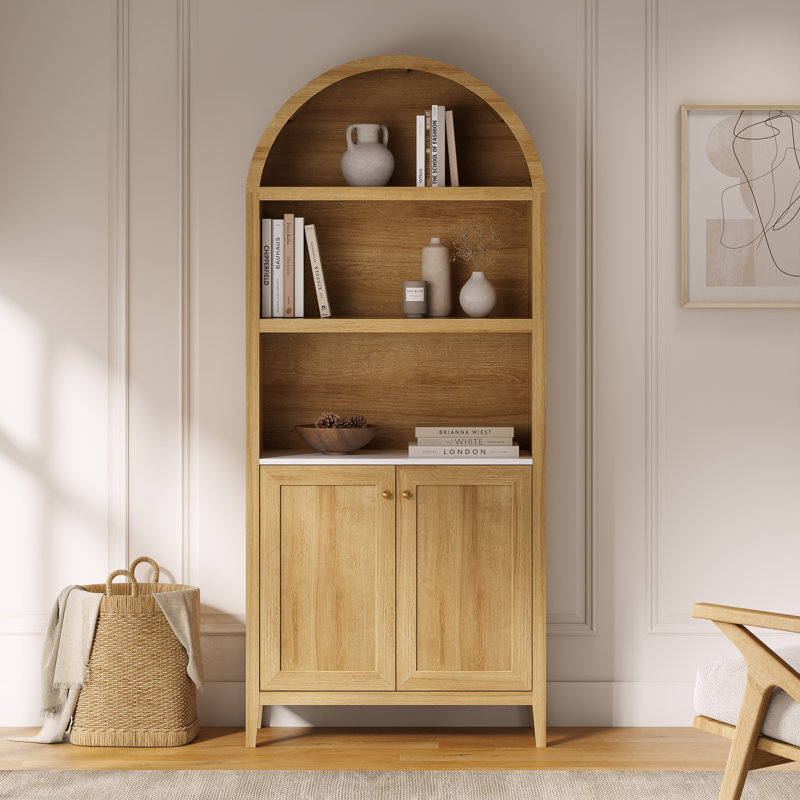 70.9"H*30.7"W 3-Tier Book Cabinet Storage Bookcase, Natural Oak