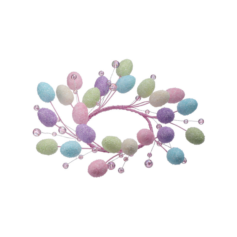 8" Mini Egg With Bead Candle Ring 4.5" diameter