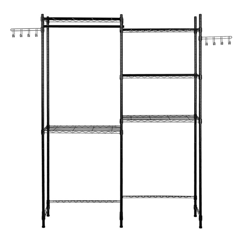 Tablette de salle de lavage noire à 5 niveaux au-dessus de la laveuse et de la sécheuse, avec crochets à tringle, pieds réglables, séchoir à linge de haute qualité, noir, hauteurs,
