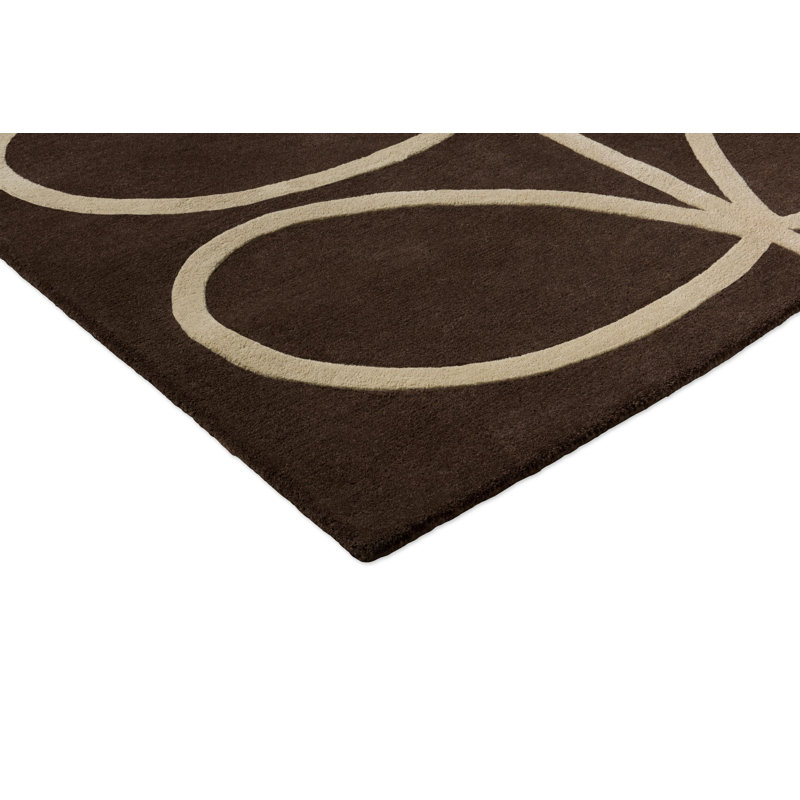 Hand Tufted Wool Abstract Area Rug in Walnut, Rectangle 6'7" x 9'2"