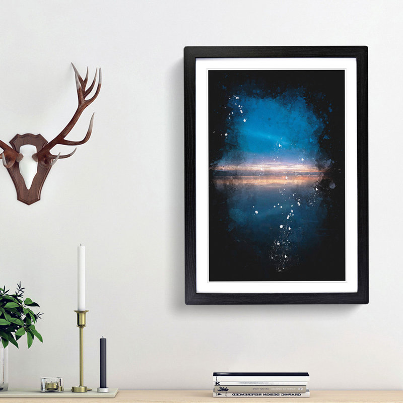 Horizon On The Beach Paint Splash - Picture Frame Graphic Art, 87cm H x 62cm W x 2cm D, Black Framed