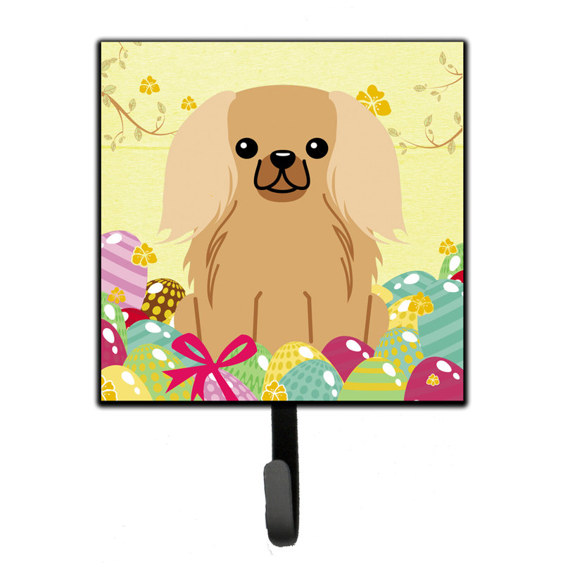 Mcelyea Metal Wall Organizer with Key Hooks, Yellow/Biege/Black, Pekingnese Fawn Sable
