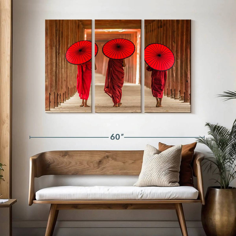 Adella Three Buddhist Monks, 32" H x 50" W