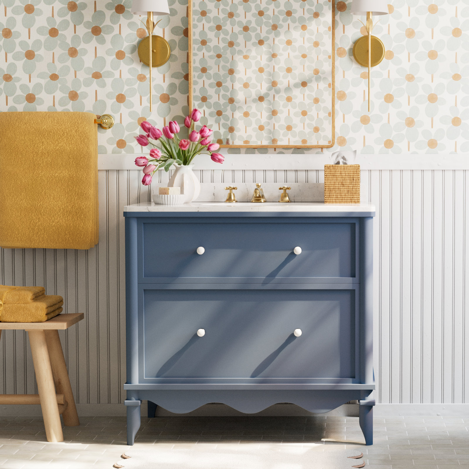 Tynesia Self-Adhesive Wallpaper Roll, Powder