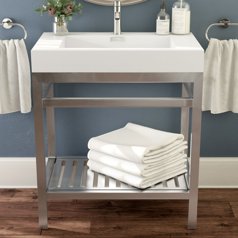 Halesowen 29.5'' Single Bathroom Vanity with Acrylic Top, Chrome