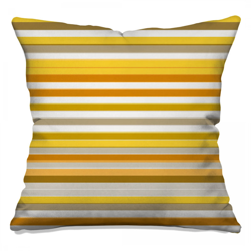Yellow Stripes Throw Pillow, Pattern Double Sided Pillows, 16 x 16 inches