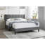 Très grand lit tendance avec tête de lit en lin brossé gris et plateforme tapissier-180496956