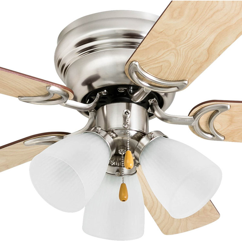 Ventilateur de plafond 42 po avec lumière DEL Whitley, Nickel satiné