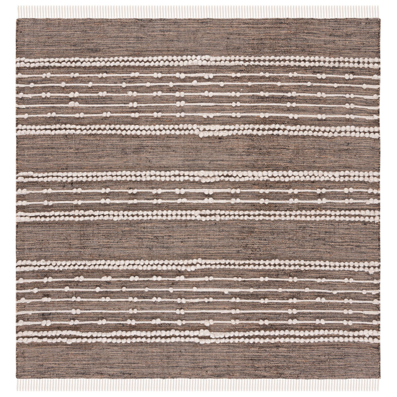 Tapis rayé en jute / laine Malsbury, Carré 6 pi