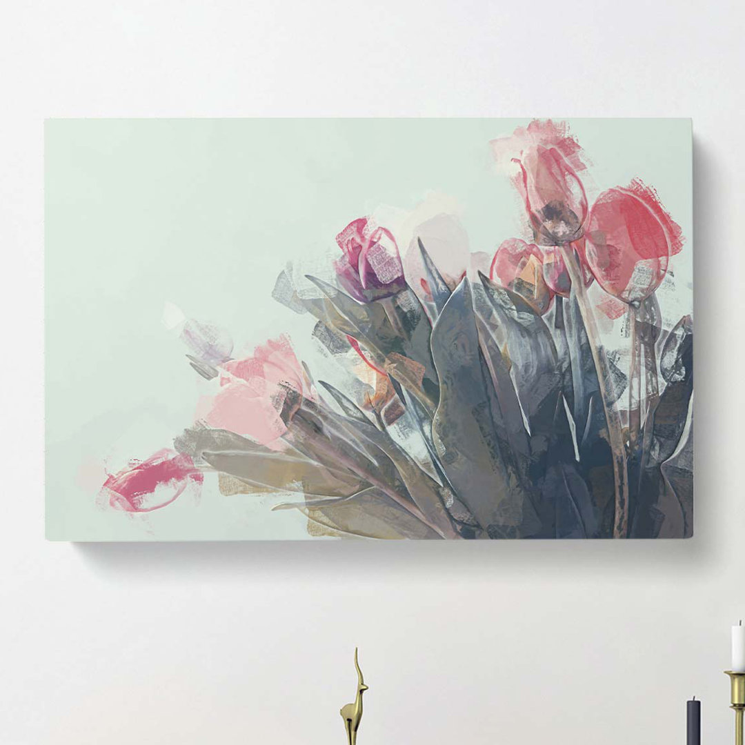 Bunch of Pink Tulips in Abstract - Wrapped Canvas