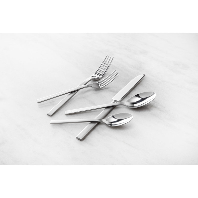 Fortessa Viggo Stainless Steel, 60 Piece Flatware Set (Service for 12), Satin Silver