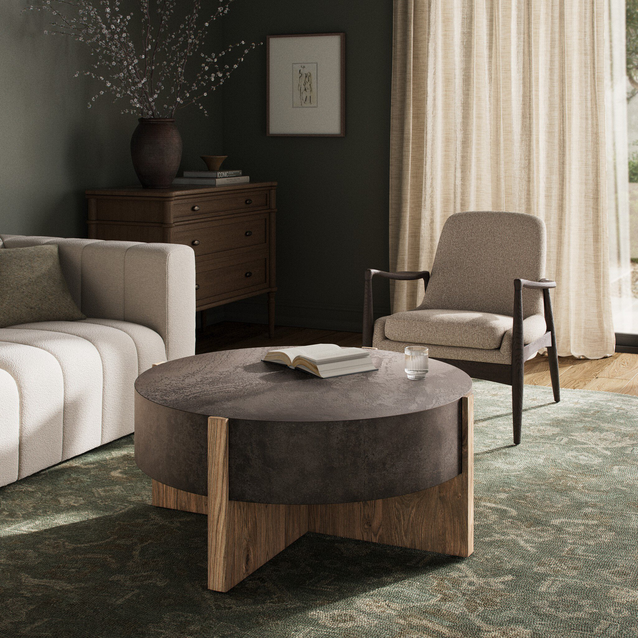 みーすけ　 200x200 グレンオークスラグ、バルボアコーヒーテーブル The Twillery Co.® Glendo Cross Legs Coffee Table & Reviews
