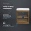 Ensemble de meuble-lavabo autoportant simple en lattes d'amande 30 po Athea avec comptoir en marbre blanc Athea-1410382683