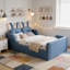 Lit plateforme tapissier simple avec coussin en lapin et rails latéraux amovibles-1342199690