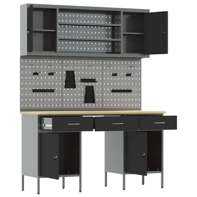 Set Of 5 Steel Medium Adjustable Feet Tool Cabinet, Black