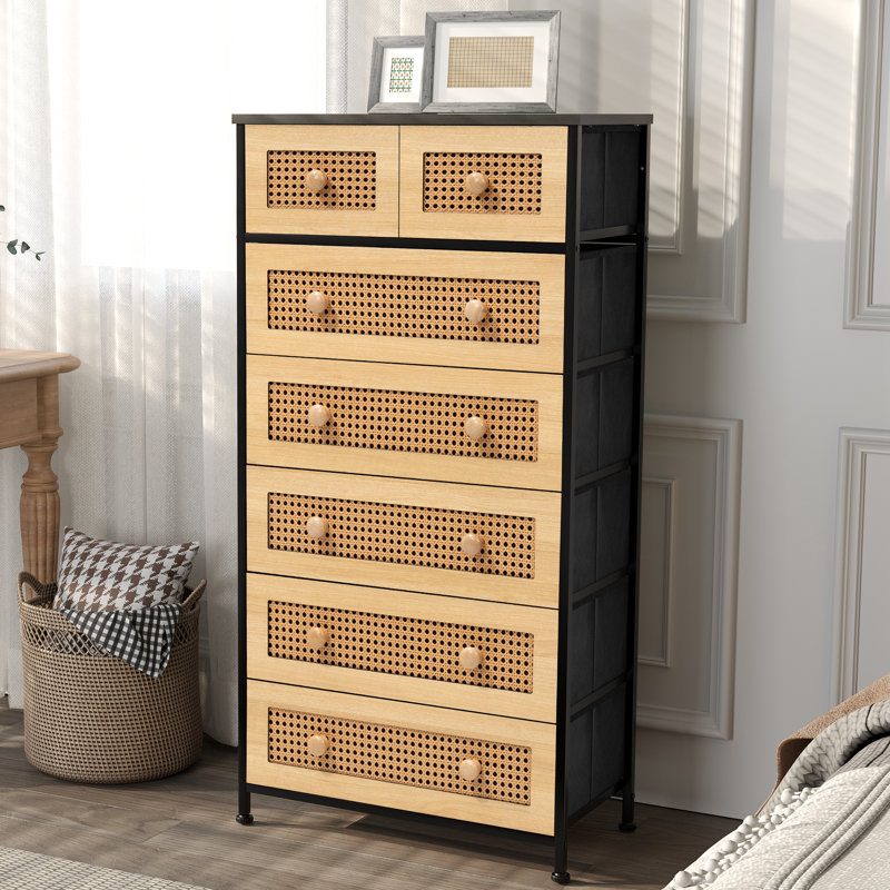Kirklan 7 Drawer Storage Chest, Black/Nature, Black/Nature