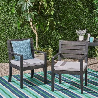Outdoor Dining Chair Set of 2 with Water-Resistant Cushions