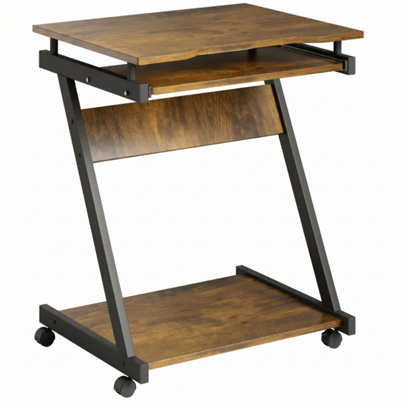 Steel Computer Desk, Rustic Brown