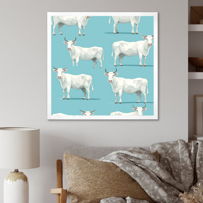 Minimalist White Cow Pattern  II - Cow Animal Wall Art