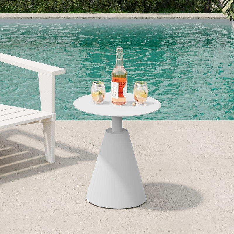 Table d'appoint ronde en aluminium pour l'extérieur, Blanc