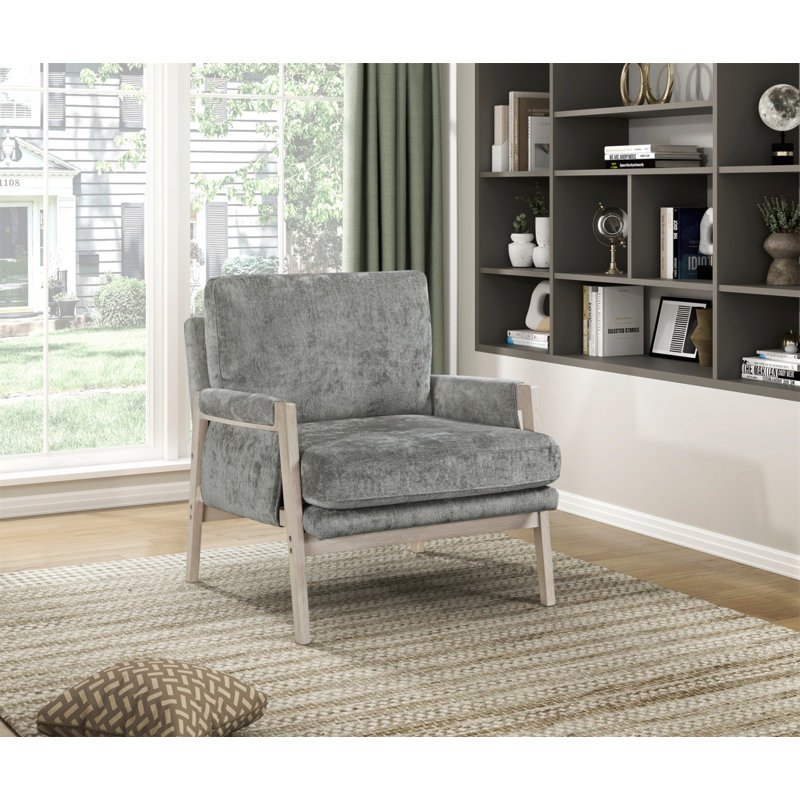 Luxueux fauteuil d'appoint rembourré en chenille pour des espaces de vie élégants, Gris brun