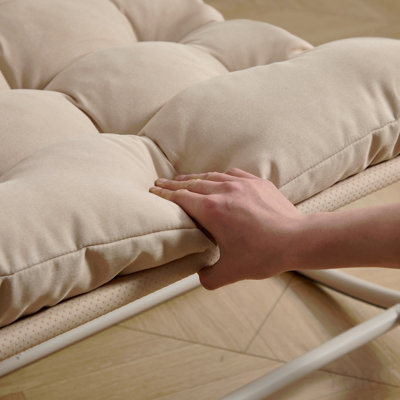 Chaise berçante d'extérieur, coussin confortable, avec coussin épais et doux, pour le salon, la chambre à coucher, la salle de lecture, structure beige avec coussin beige
