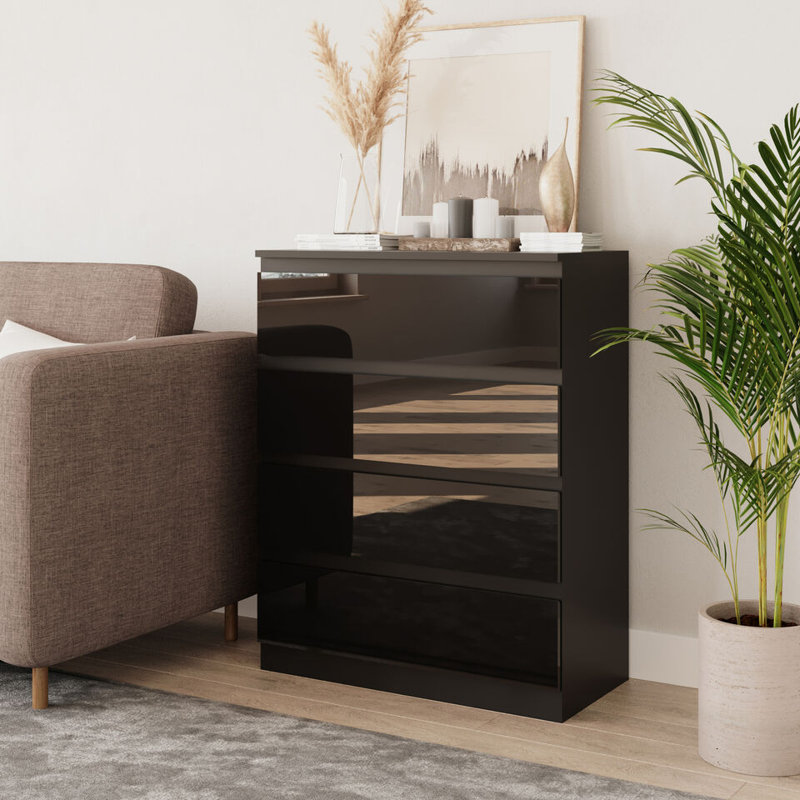 Pratheek 70cm W 4 - Drawer Chest of Drawers, Black