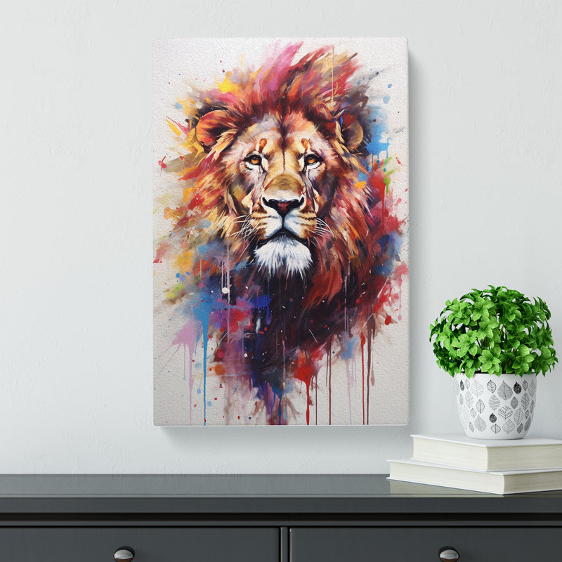 Lion Gestural No.2 - Wrapped Canvas, 50cm H x 35cm W x 3cm D