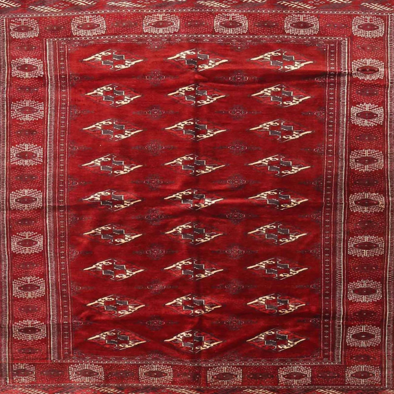 Tapis rouge / beige Southwestern, Carré 5 pi