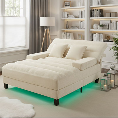 Modern stycle Convertible Chaise Lounge Sofa with Adjustable Backrest, Smart LED Lighting and Extra - Deep Seat