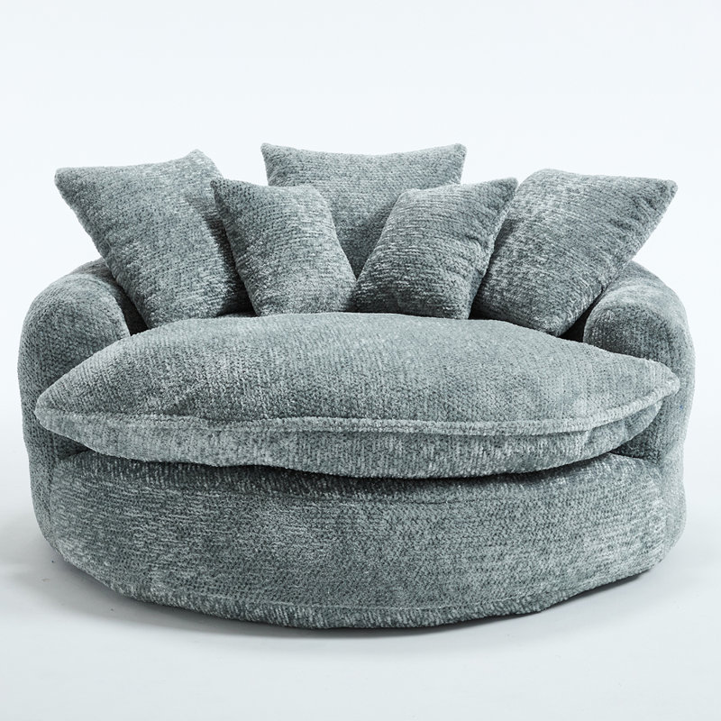 Fauteuil rond surdimensionné de 55 pouces, Bleu gris