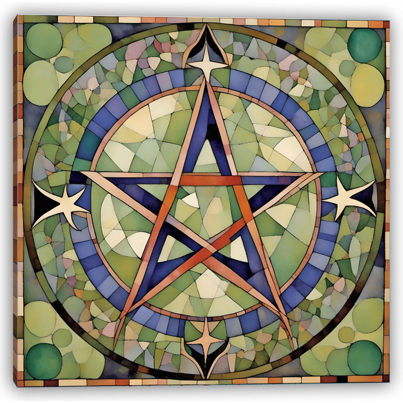 Celestial Compass - Impression sur toile d'inspiration vitrail, H 30 po x l 30 po
