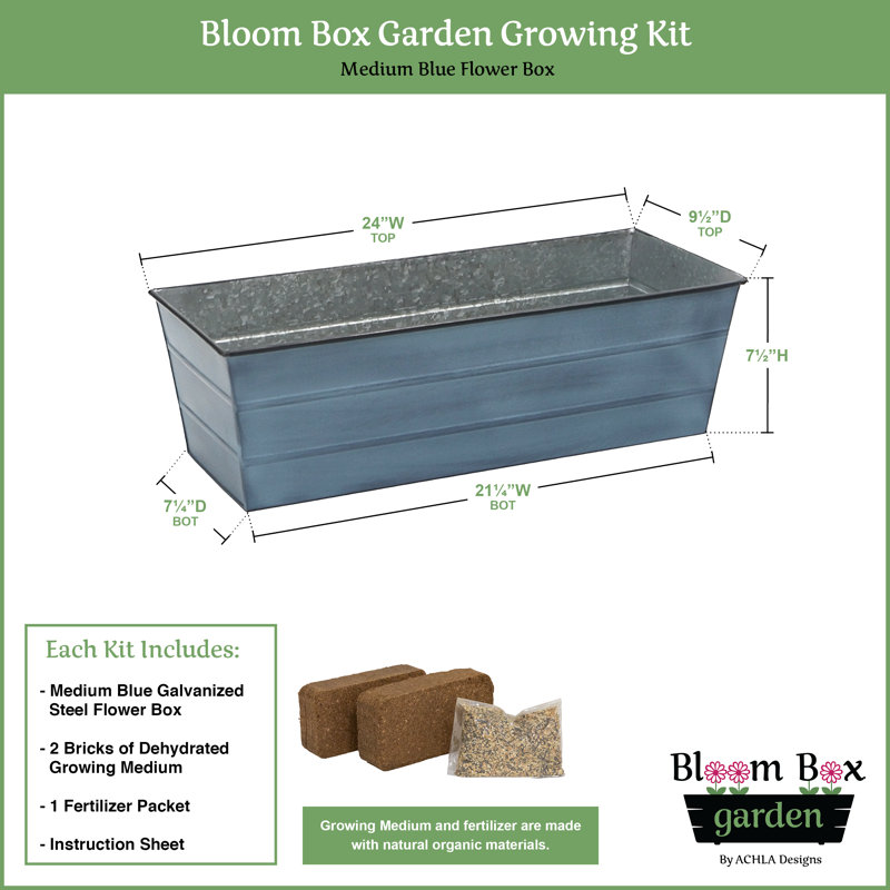 Metal Planter Box, Nantucket Blue