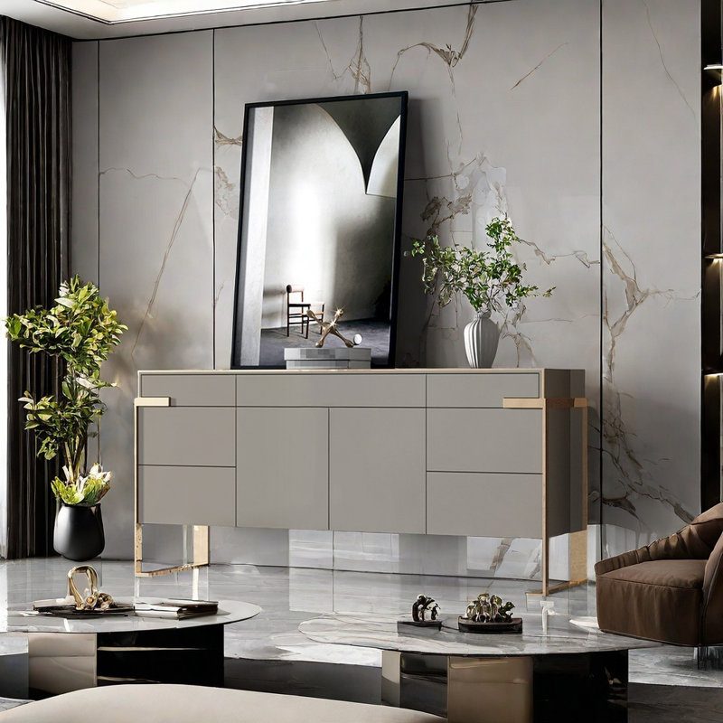 Buffet Italian Light Luxury, Gris/doré