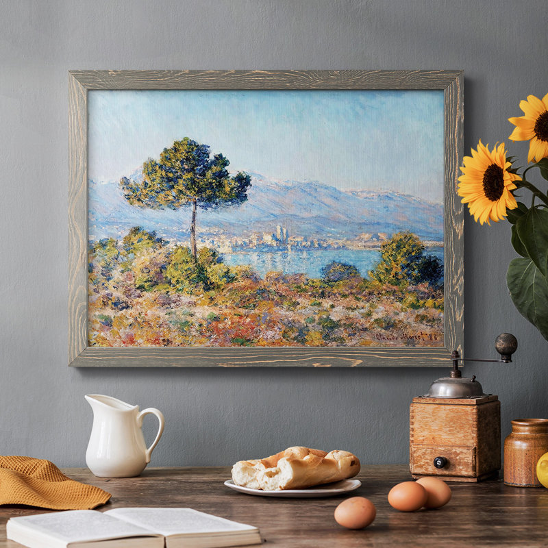 Vue d'Antibes depuis le Notre - Toile tendue avec châssis encadré rustique, H 26 po x l 38 po, Gris