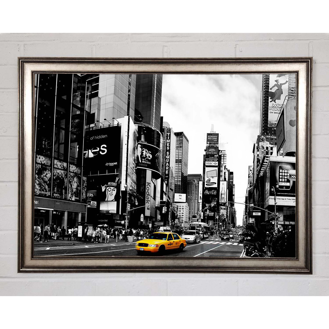 Broadway Yellow Cab B N W - Einzelner Bilderrahmen Kunstdrucke