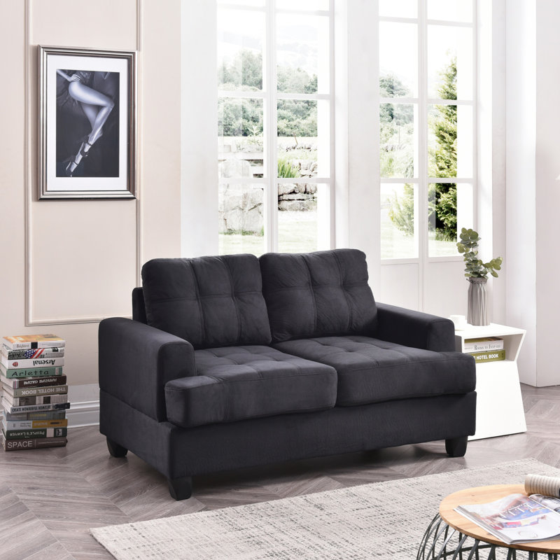 Cozy Transitional Loveseat For Two, durable, Black