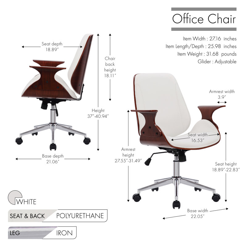 Chaise de bureau Amery, Blanc