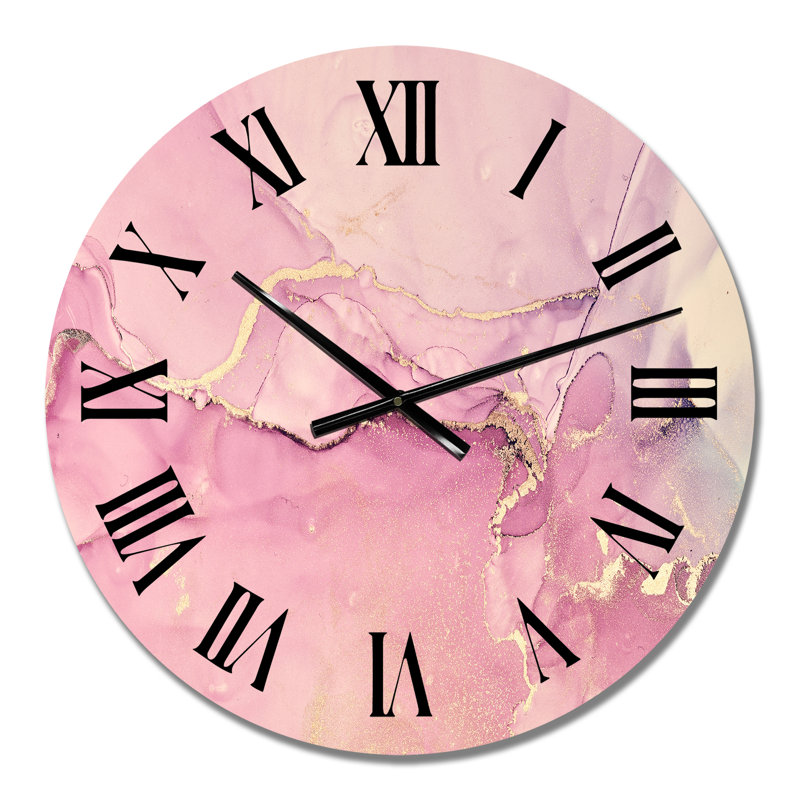 Pink Marble Waves II - Modern Wall Clock, Small