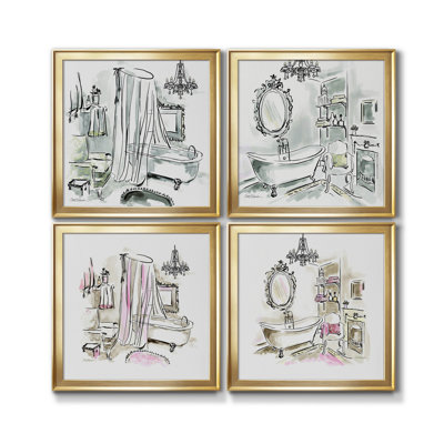 " Opulent Bath I " 4 - Pieces Painting Print