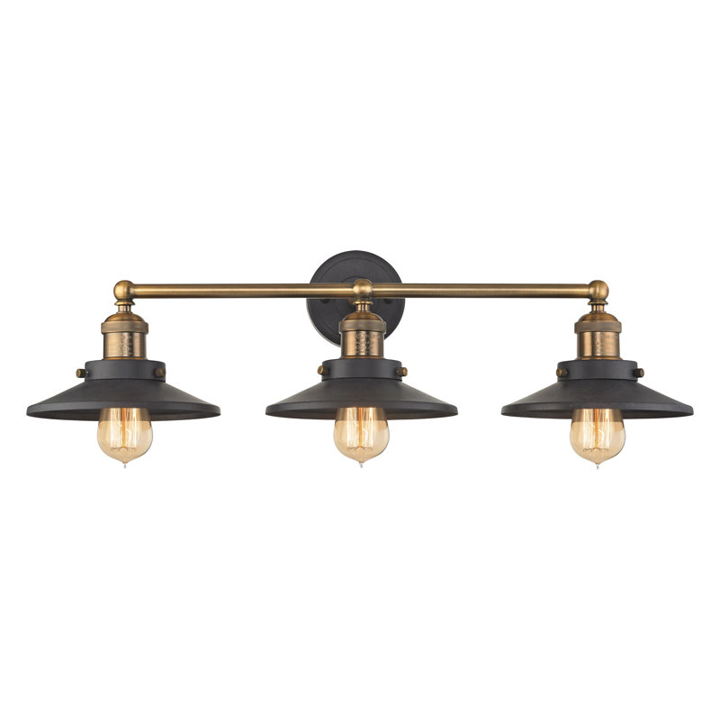 Éclairage pour salle de bain 3 lumières English pub, H 8 po x l 28 po x P 10 po, Noir, Trois lumières
