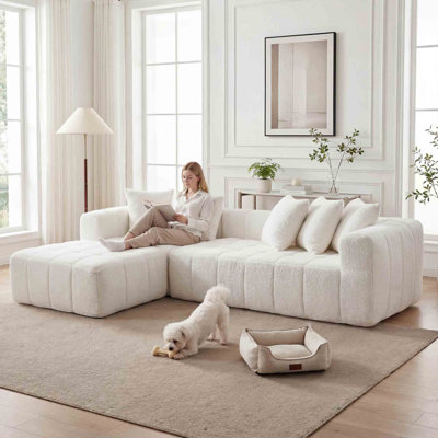 107.9" L-Shaped Modular Sectional Sofa, 3-Seater Couch with Chaise, Modern Couches for Living Room