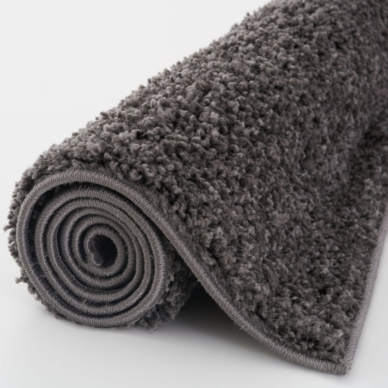 Myshaggy Collection Rugs Solid Design in Dark Grey, Rectangle 60 x 110 cm