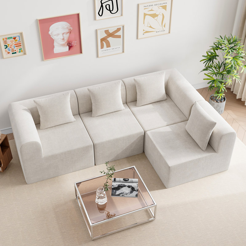 Boneless Celiot 4 - Piece Upholstered Sectional, Beige