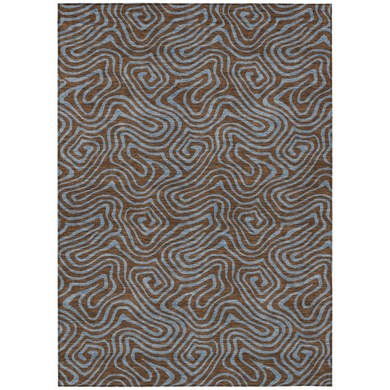 Zena Brown Washable Indoor-Outdoor Rug - , 10' x 14'
