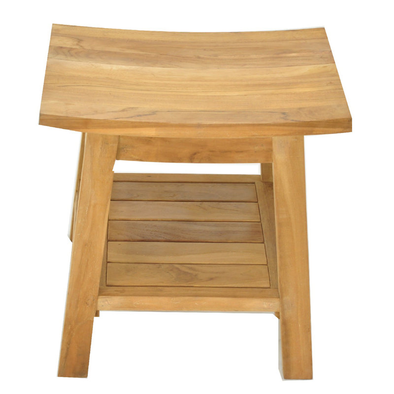 Spateak Grade-A Teak Wood Roma Shower Seat 18" Outdoor Patio Stool Bench