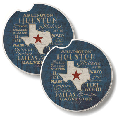 Texas Cities 2 Pack Stone Car Coasters