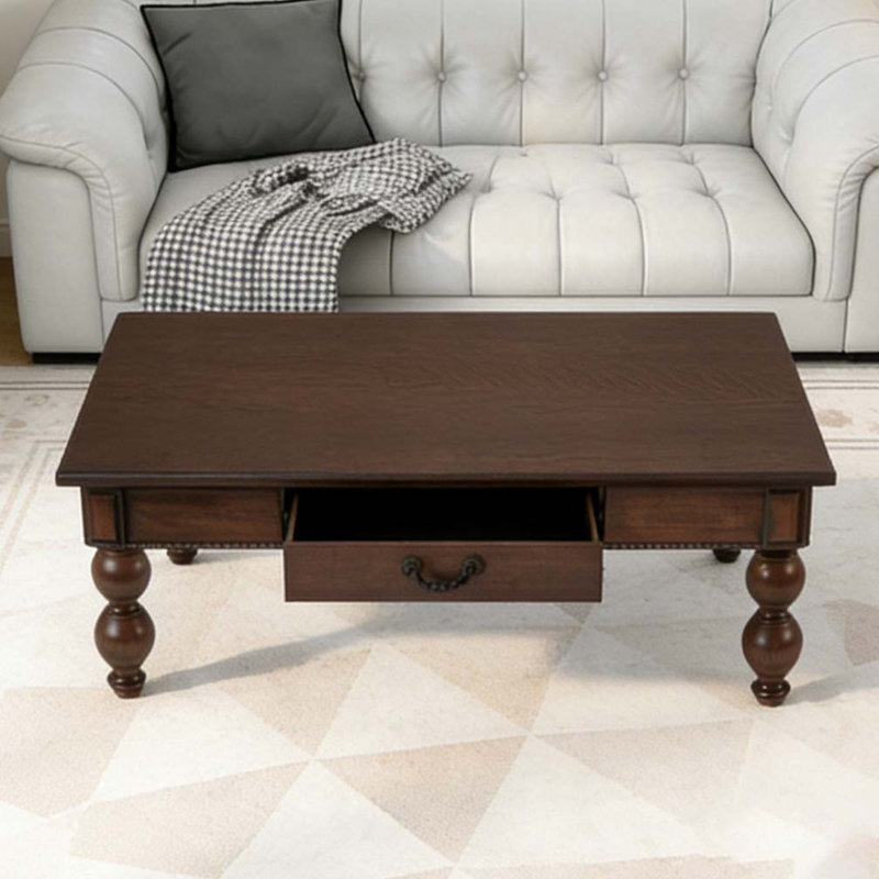Table basse en bois avec tiroir de rangement, Espresso