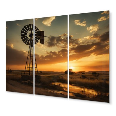 Texas Rustic Windmills - Paysages, ensemble de reproductions d'art mural en métal