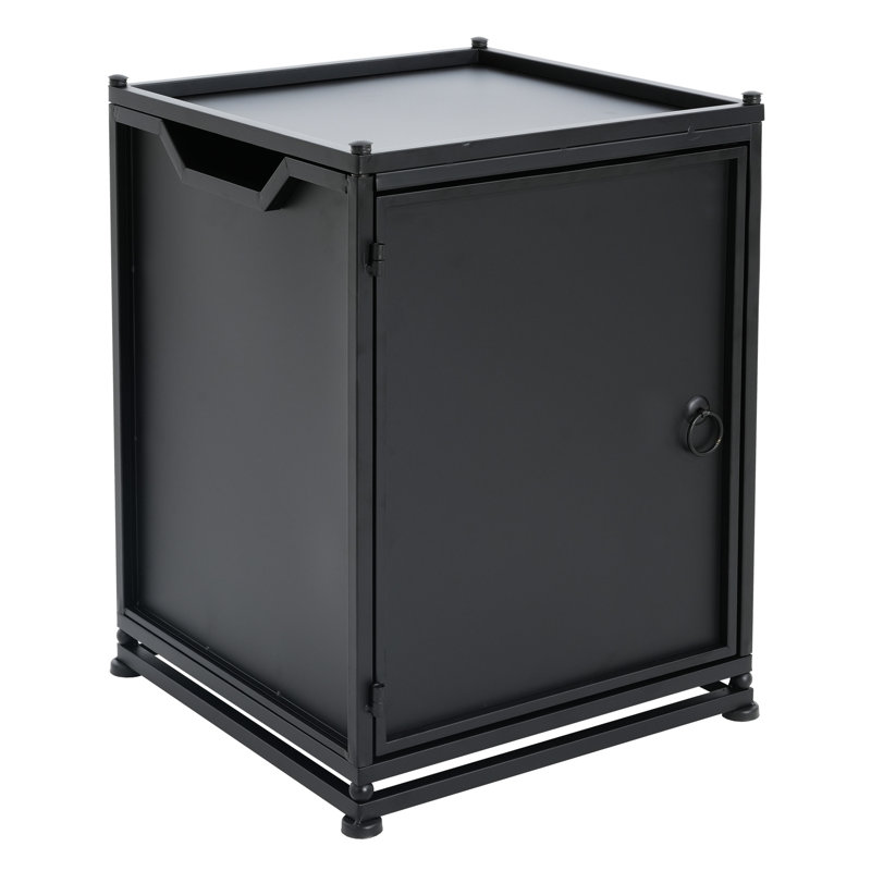 Table d'appoint pour l'extérieur avec support de réservoir en métal, couleur noir mat, design moderne avec look simple et précis, utilisation multifonctionnelle, fer thermolaqué, aspect utilitaire 15,62 x 22,36